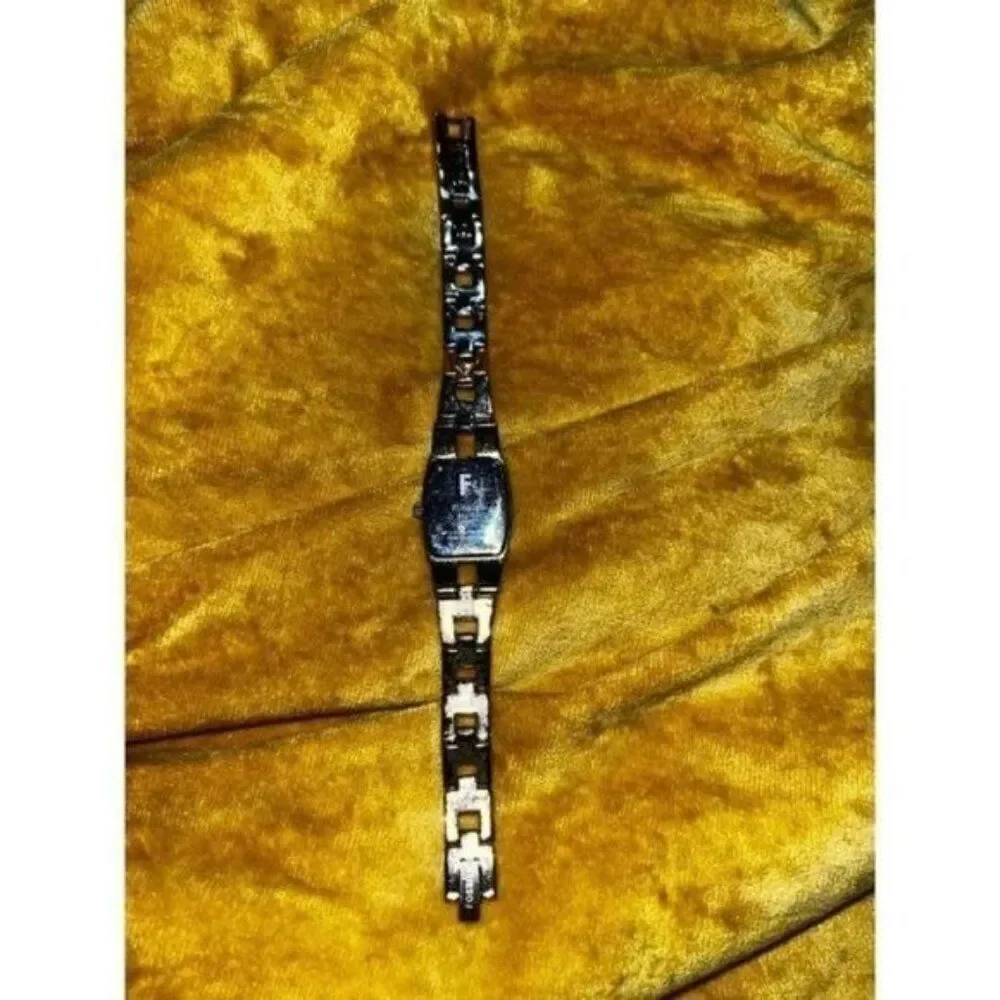 Fossil Silvertone Face Square Link Bracelet Band Watch